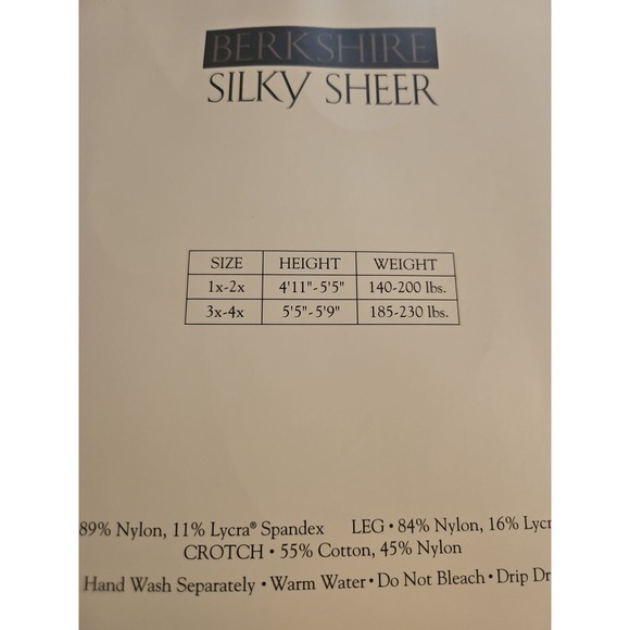 BERKSHIRE QUEEN SILKY SHEER CONTROL TOP PANTYHOSE W Sandalfoot 1X-2X Jet Black - Picture 5 of 6